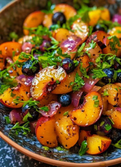 Grilled Peach Blueberry Salad