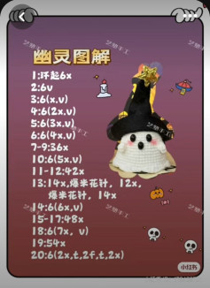Halloween Ghost Crochet Pattern with Witch Hat
