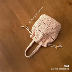 Handmade Crochet Backpack with Drawstring Closure and Handle