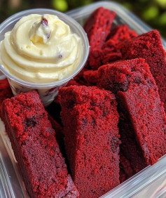 Homemade Red Velvet Brownie Dippers with Cheesecake Dip