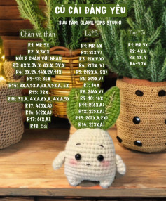 Hướng dẫn móc củ cải đáng yêu với biểu đồ chi tiết