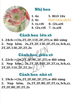 Hướng dẫn móc hoa sen với nhị và cánh hoa chi tiết