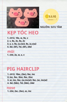 Hướng dẫn móc kẹp tóc heo dễ thương cho người mới bắt đầu