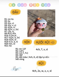 Hướng dẫn móc len bé heo đội nón dễ thương