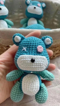 Hướng dẫn móc len gấu bông xanh nhỏ xinh dễ thương