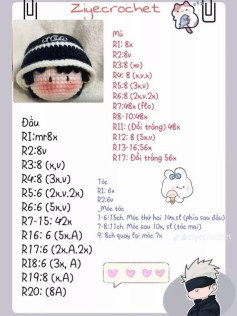 Hướng dẫn móc len hình nhân vật dễ thương với nón len và tóc