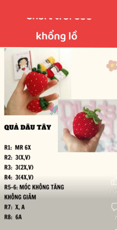 Hướng dẫn móc quả dâu tây khổng lồ bằng len dễ thương