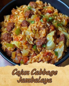 Jambalaya Spicy Cajun Cabbage and Rice Skillet