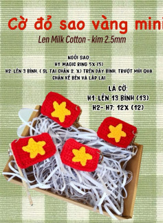 Móc cờ đỏ sao vàng mini với len Milk Cotton