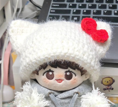 Mũ len hình mèo dễ thương với trái tim đỏ
