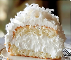 Pastel Esponjoso de Coco con Crema Suave