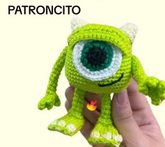 Patrón de amigurumi de monstruo amarillo con un ojo