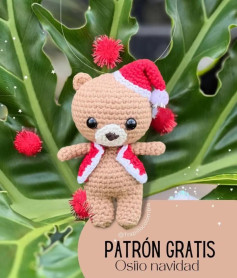 Patrón de amigurumi oso navideño gratis para principiantes