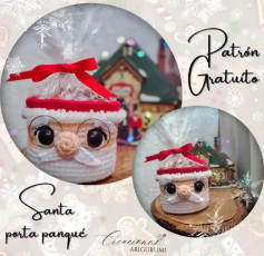 Patrón gratuito de Santa porta panqué fácil y rápido