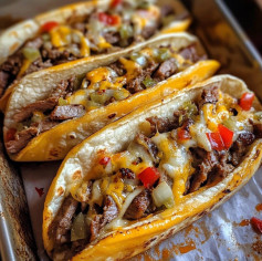 Philly Cheesesteak Baked Tacos Recipe