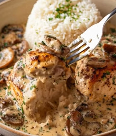Pollo Cremoso con Champiñones Aromáticos