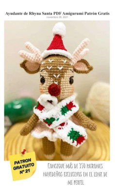 Reno Amigurumi Navideño con Sombrero de Santa Claus
