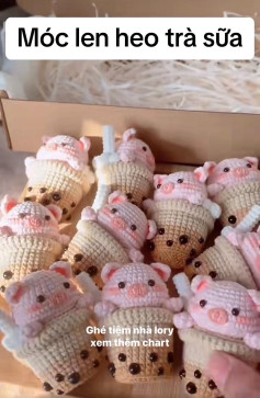 Схема вязания крючком свинки в чашке с молочным чаем