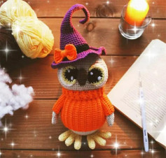 Сова в шляпе ведьмы: инструкция по вязанию крючком