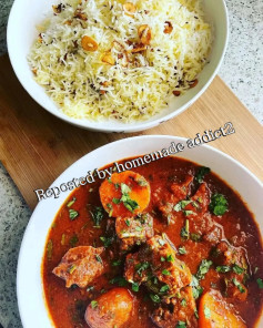 Spiced Lamb Curry with Fragrant Garlic Pilau Rice