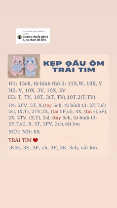 Sưu tầm chart hay - Kẹp gấu ôm tim