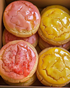 Vibrant Glazed Cookies Resembling Colorful Crochet Patterns