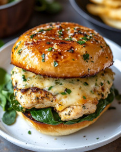 White Cheddar and Spinach Chicken Burger