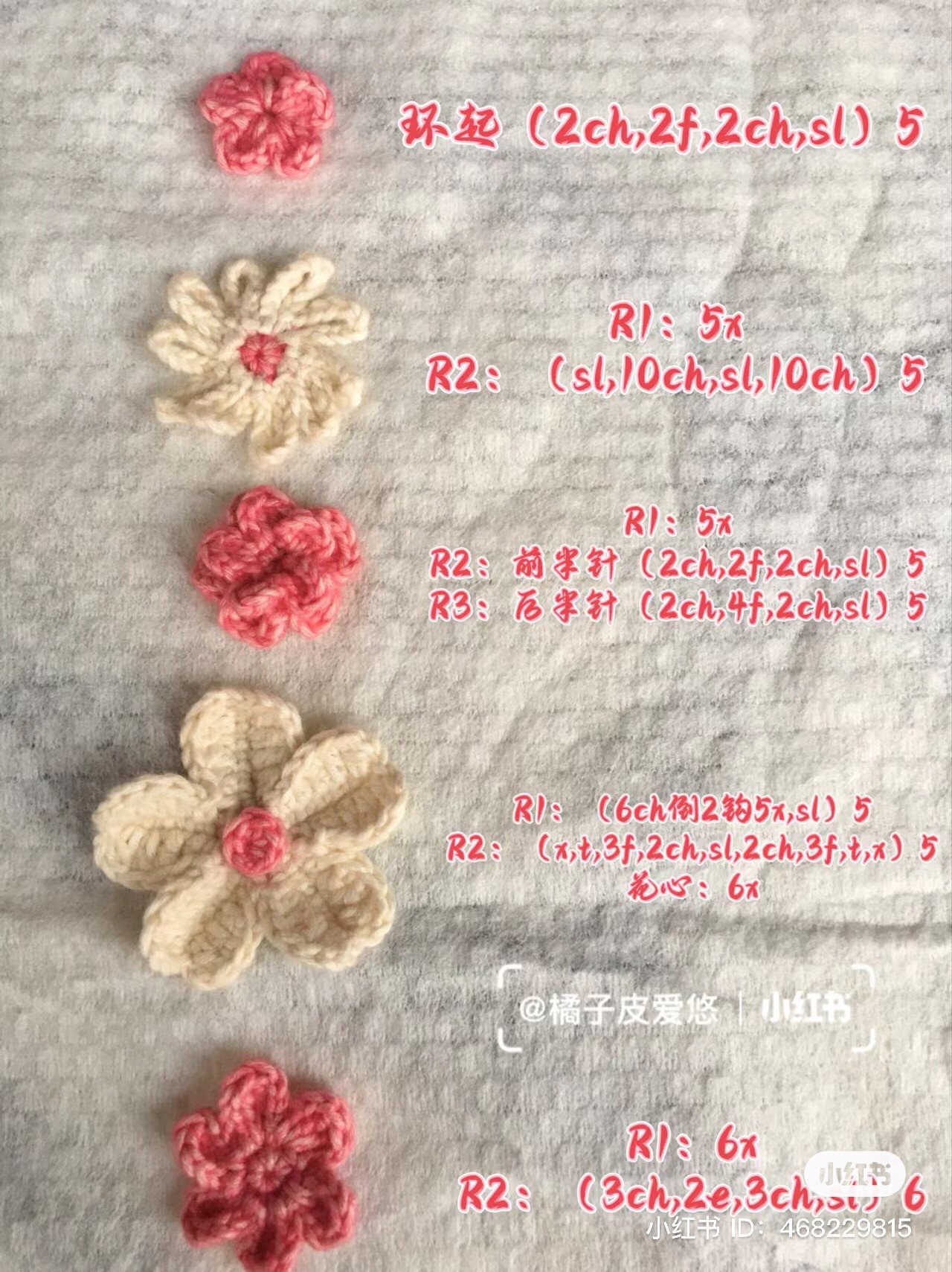 10 Cute Crochet Flower Patterns with Chinese Instructions