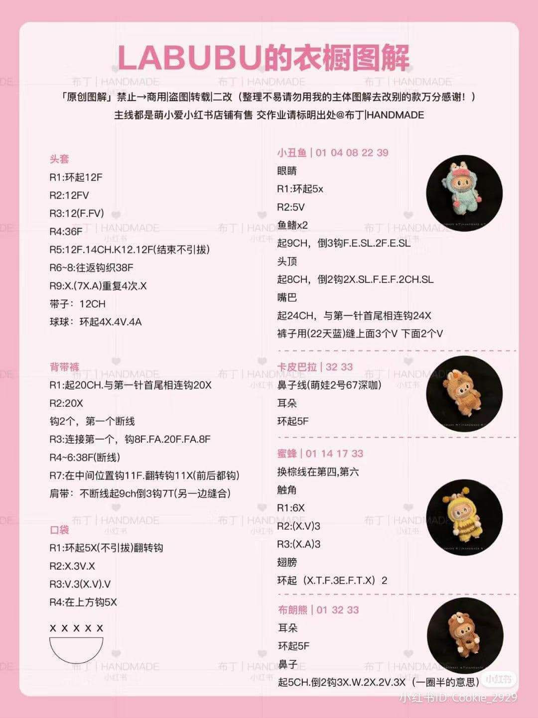 17cm Labubu Crochet Wardrobe: Spring Flower & Frog Outfit Patterns