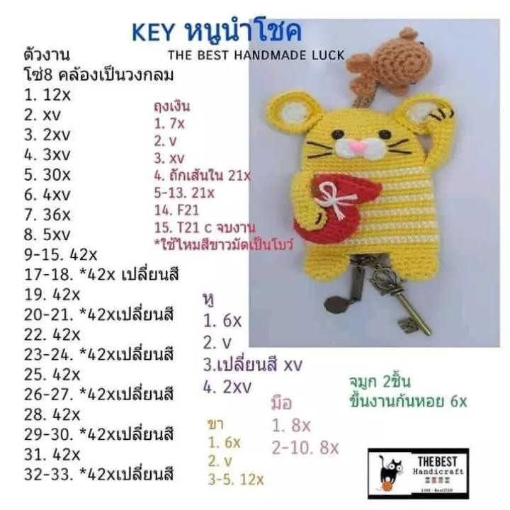 รวมแพทเทิร์นพวงกุญแจ: ดอกทานตะวัน, เชอร์รี่, ทิวลิป และกระต่าย (ชุดที่ 2)