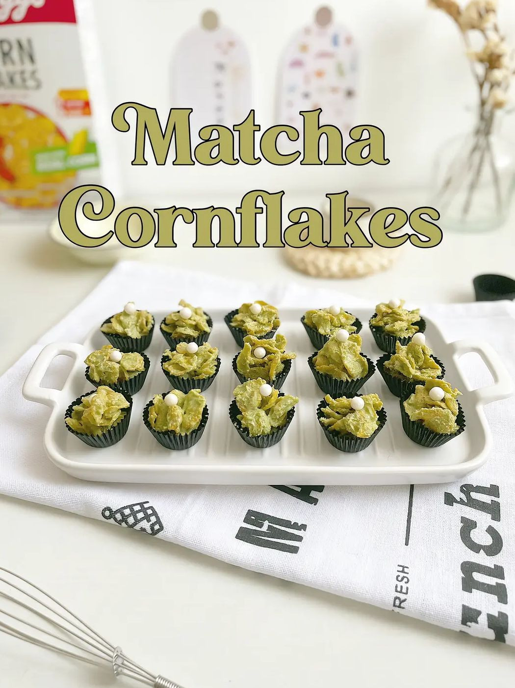 3 Ideas Cornflakes Raya: No Bake No Mixer Dessert with Matcha and Black Pink Variations