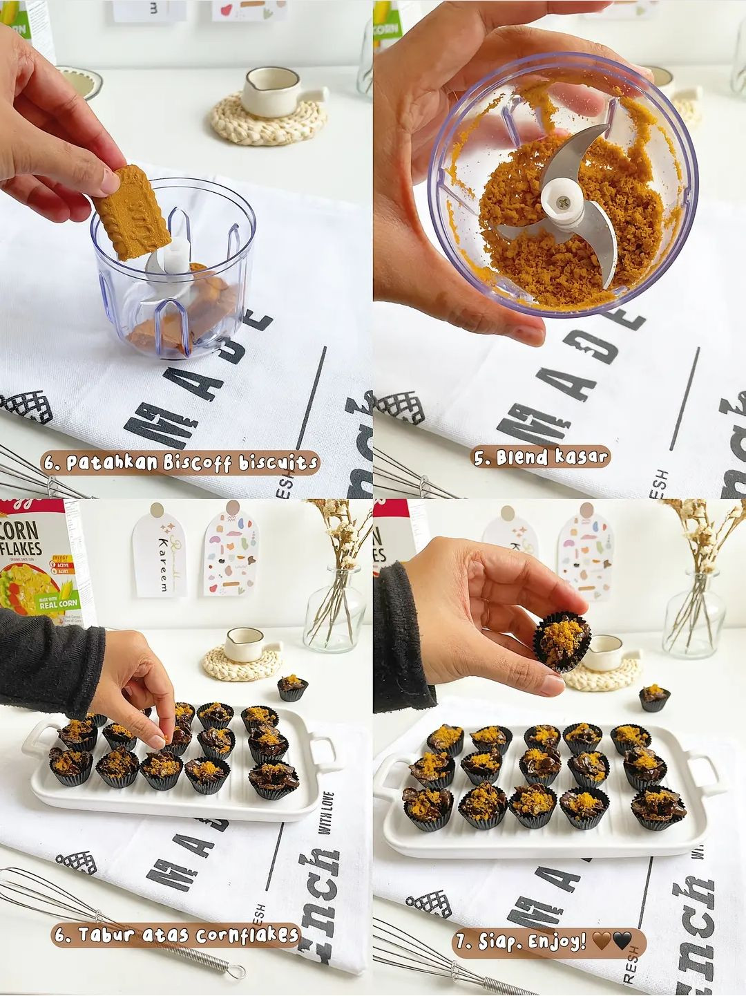 3 Ideas Cornflakes Raya: No Bake No Mixer Dessert with Matcha and Black Pink Variations