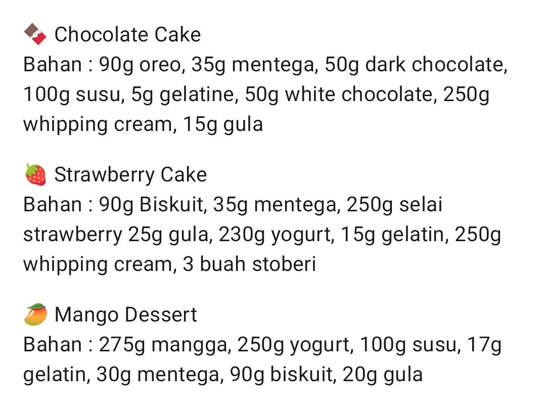 3 Resep Kue Enak Tanpa Oven: Chocolate Cake, Strawberry Cake và Mango Dessert