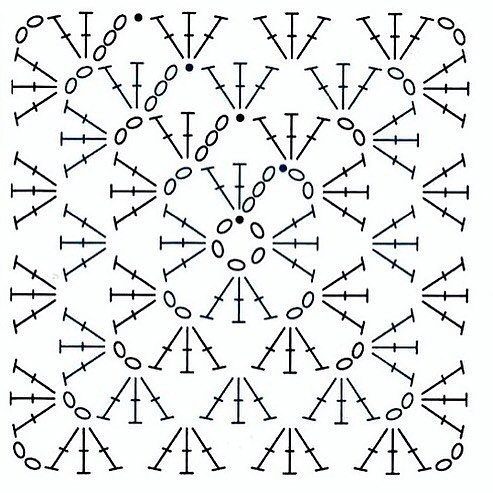 3 способа вязания квадрата: поворотными рядами, по кругу и от угла. Схемы мотивов для пледов и одежды.