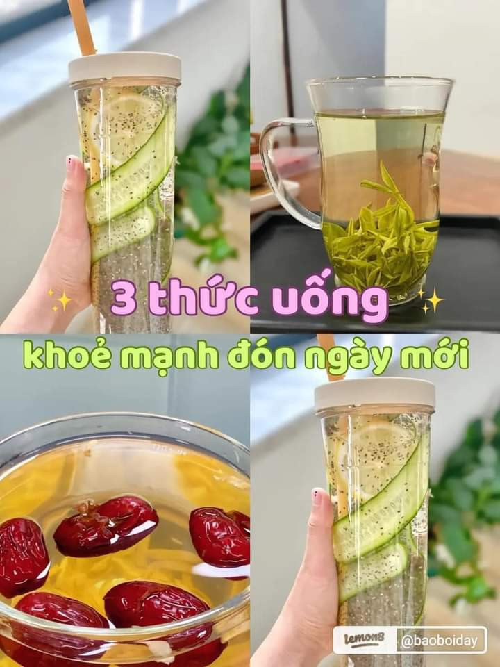 3 thức uống khoẻ mạnh đón ngày mới: Hạt chia nước chanh, Trà xanh và Trà gừng táo đỏ