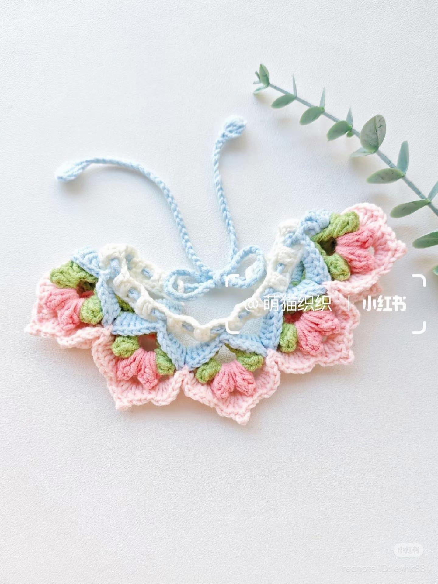 3D Floral Pet Collar Crochet Pattern