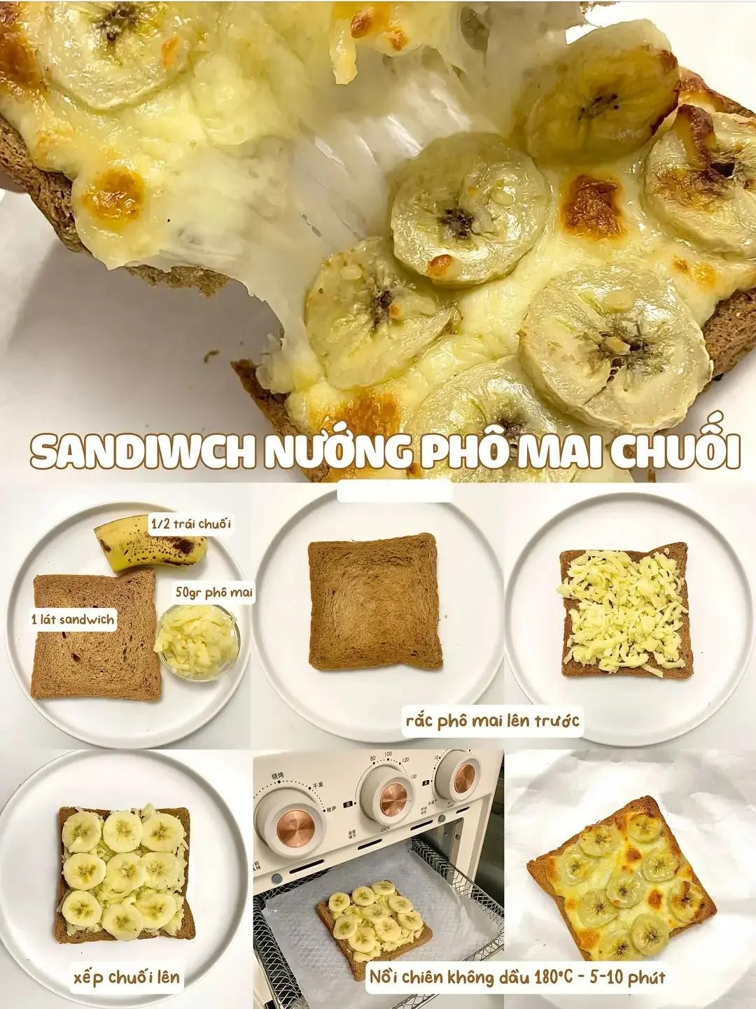 4 Công Thức Sandwich Nướng Phô Mai Trứng, Chuối, Bò Ớt Chuông Bắp Nhanh Gọn Healthy