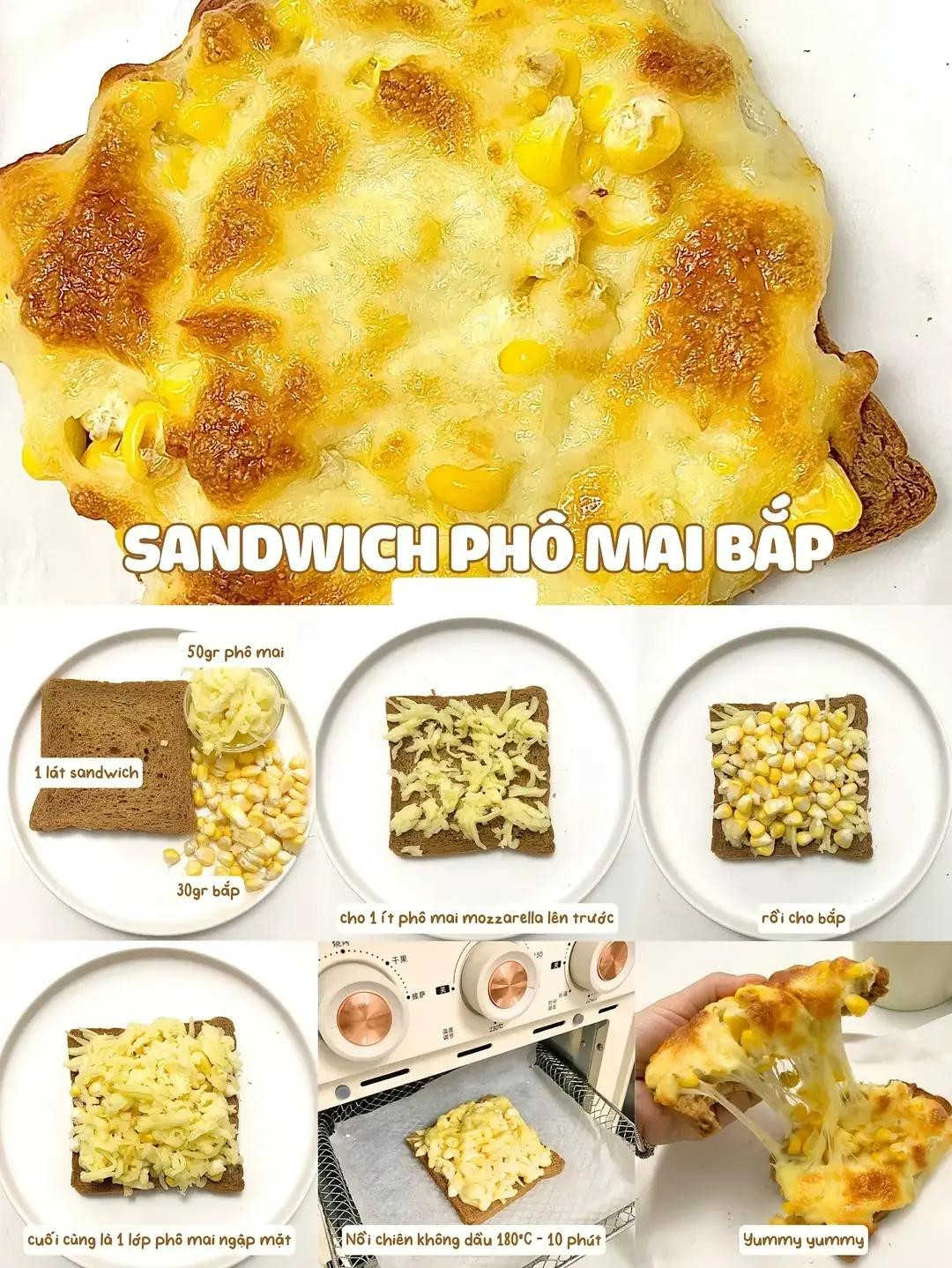 4 Công Thức Sandwich Nướng Phô Mai Trứng, Chuối, Bò Ớt Chuông Bắp Nhanh Gọn Healthy