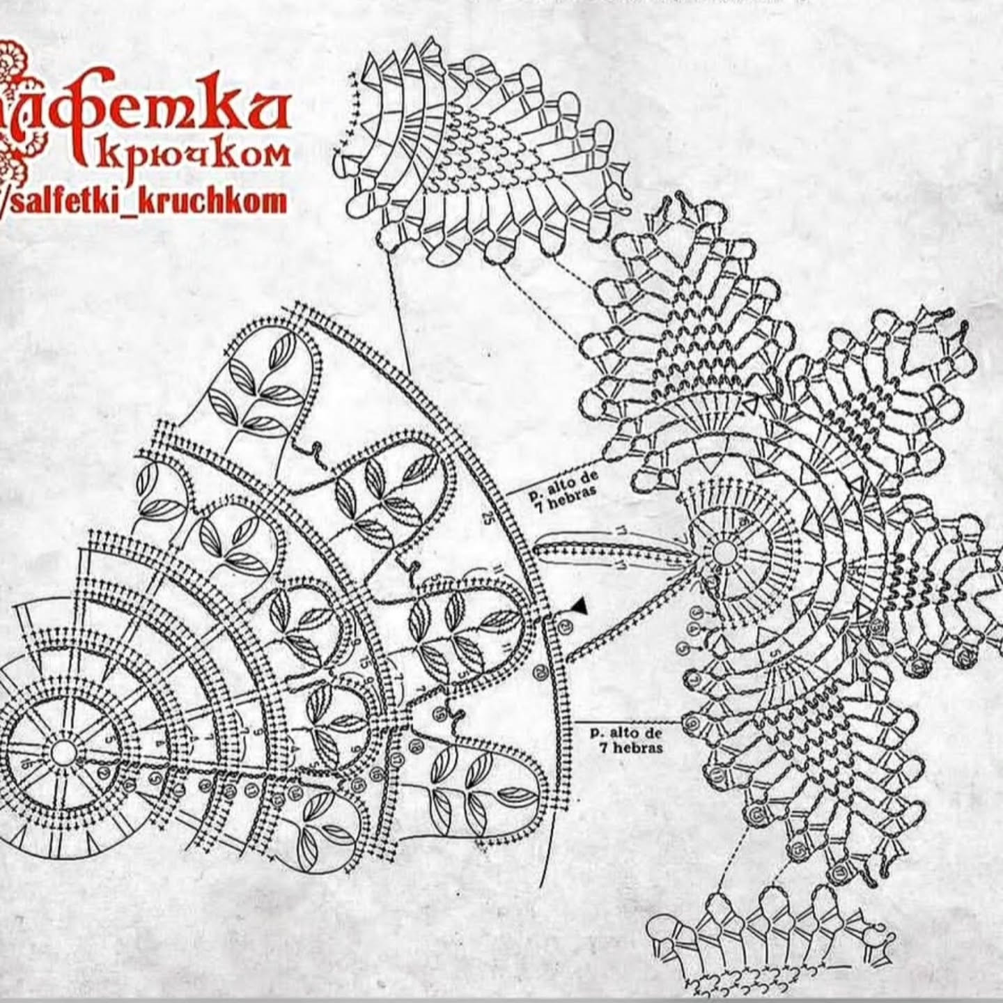 4 mẫu thảm tròn móc len hoa văn tinh xảo kèm biểu đồ hướng dẫn chi tiết