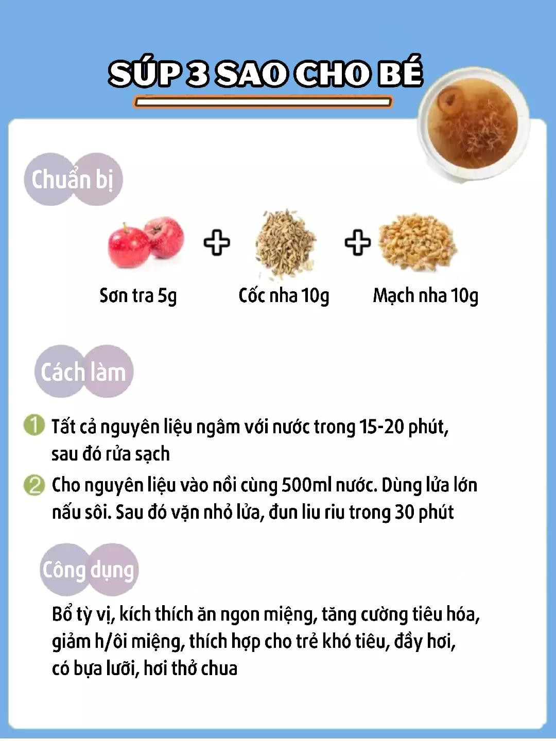 4 món canh bổ tỳ vị giúp bé ăn như gió: Súp táo sơn tra, súp 3 sao, súp tứ thần và thuốc sắc bổ tỳ