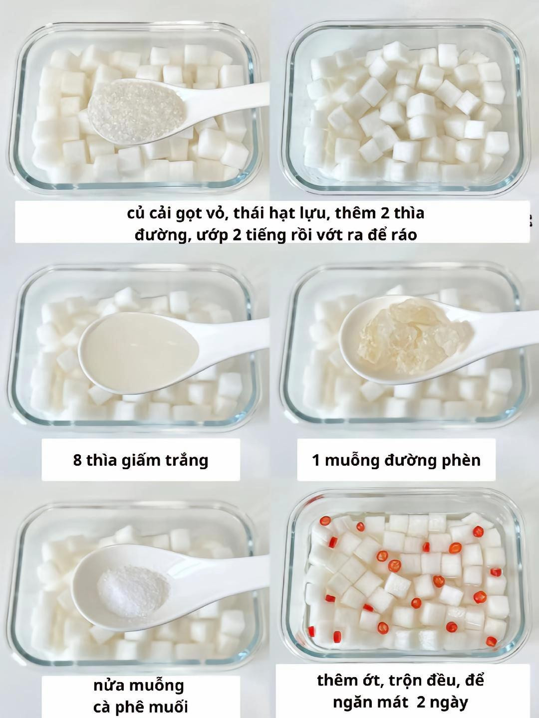 4 món muối chua ăn ngon lạ miệng: củ cải ngâm chua, cà chua ngâm chua, dưa chuột và rau sống