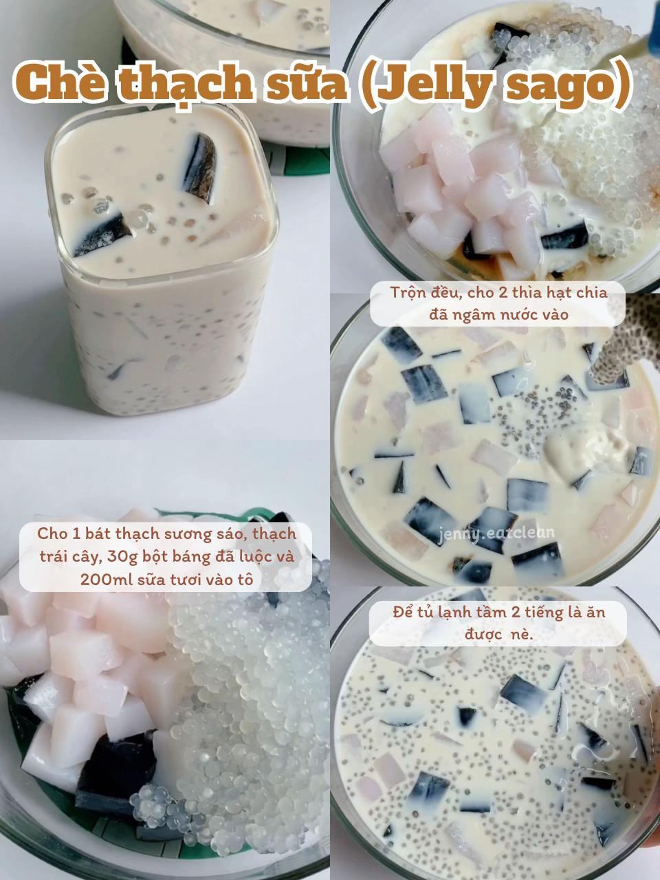 4 món tráng miệng thanh mát ít calo: Chè thạch sữa, Bơ bột báng, Xoài bột báng và Bingsu healthy