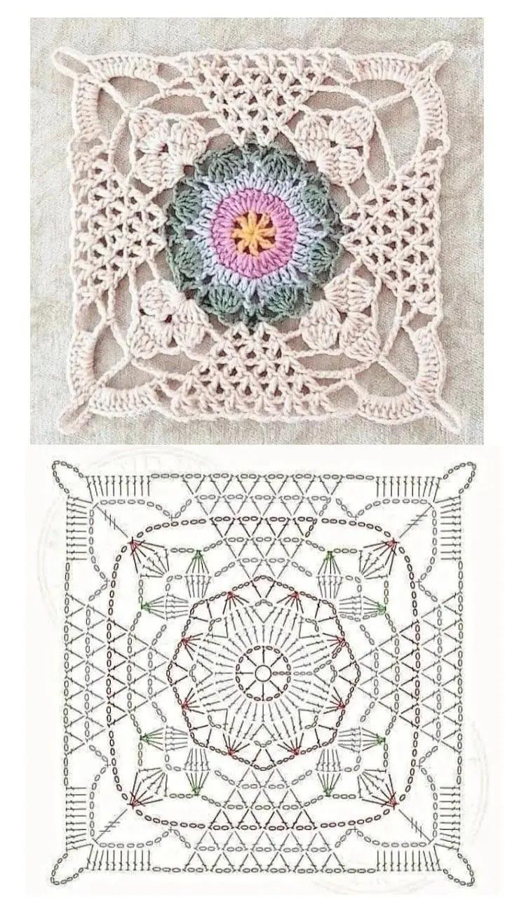 5 Beautiful Crochet Granny Square Patterns and Charts with Floral Designs