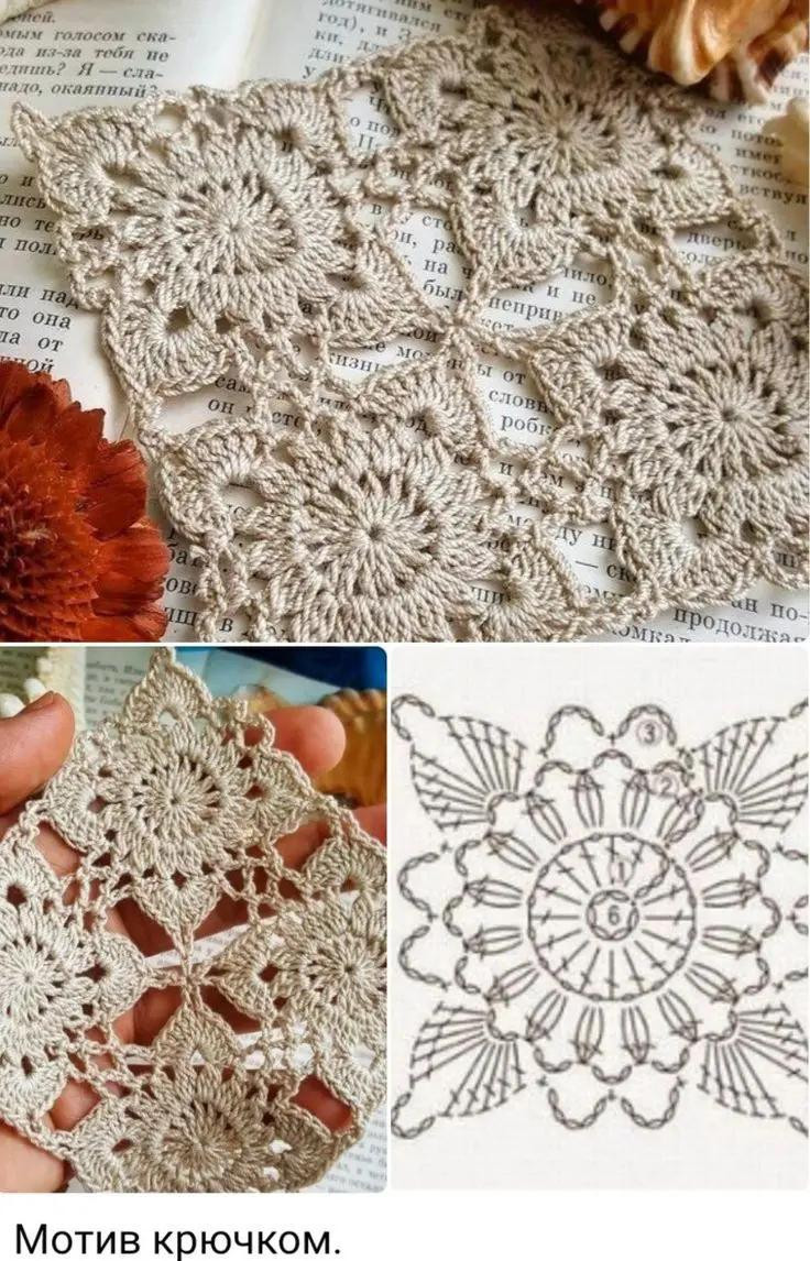 5 Beautiful Crochet Granny Square Patterns and Charts with Floral Designs