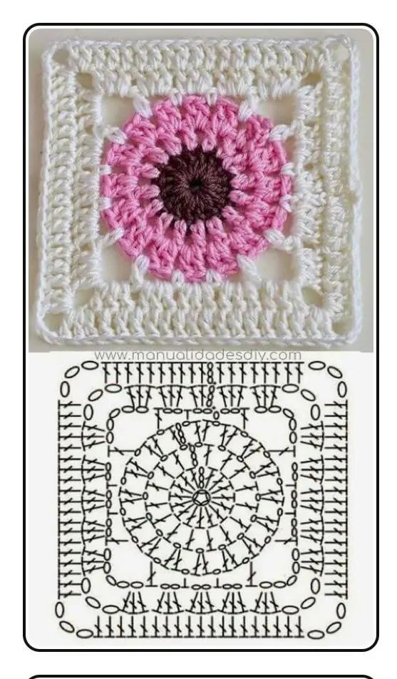 5 Beautiful Crochet Granny Square Patterns and Charts with Floral Designs