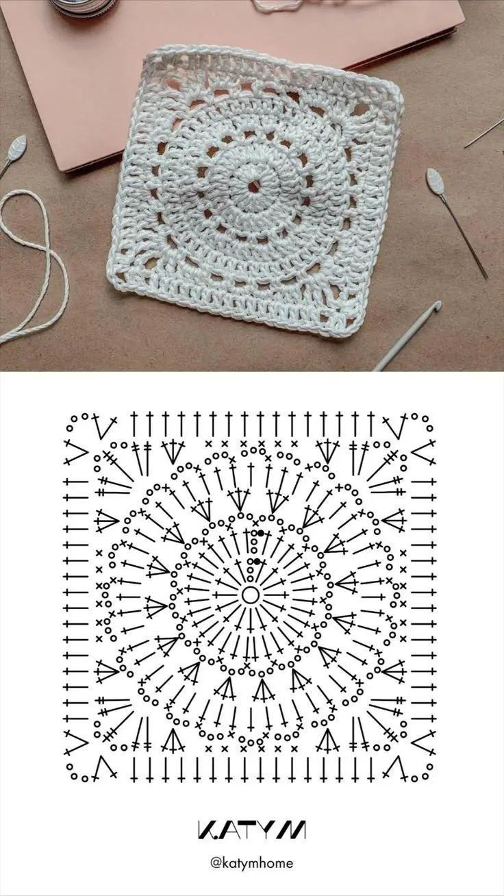 5 Beautiful Crochet Granny Square Patterns and Charts with Floral Designs