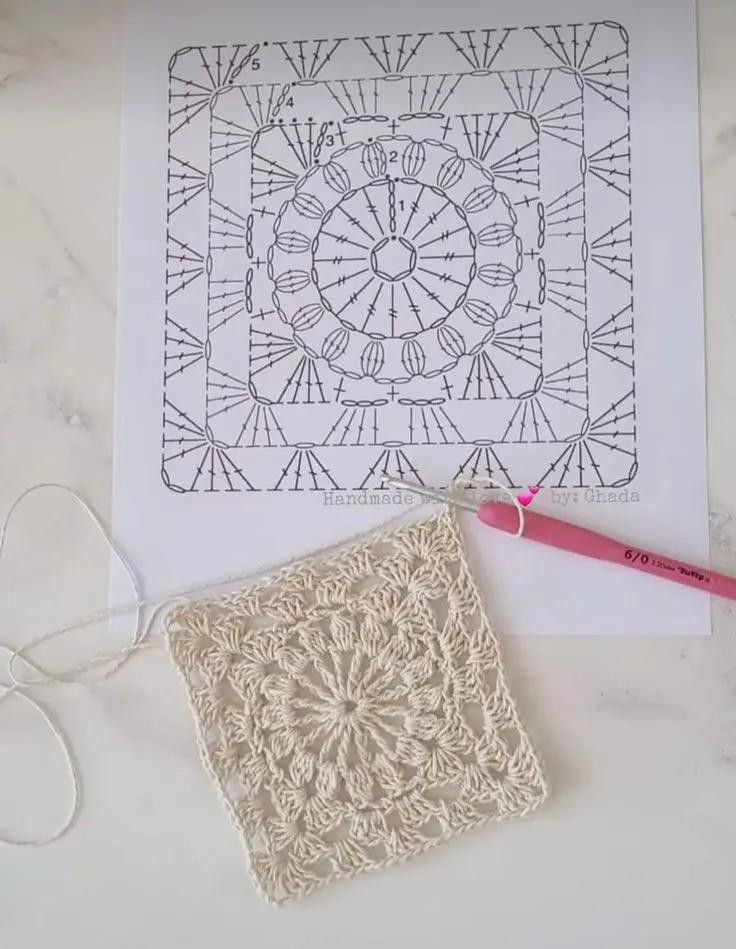 5 Beautiful Crochet Granny Square Patterns and Charts with Floral Designs