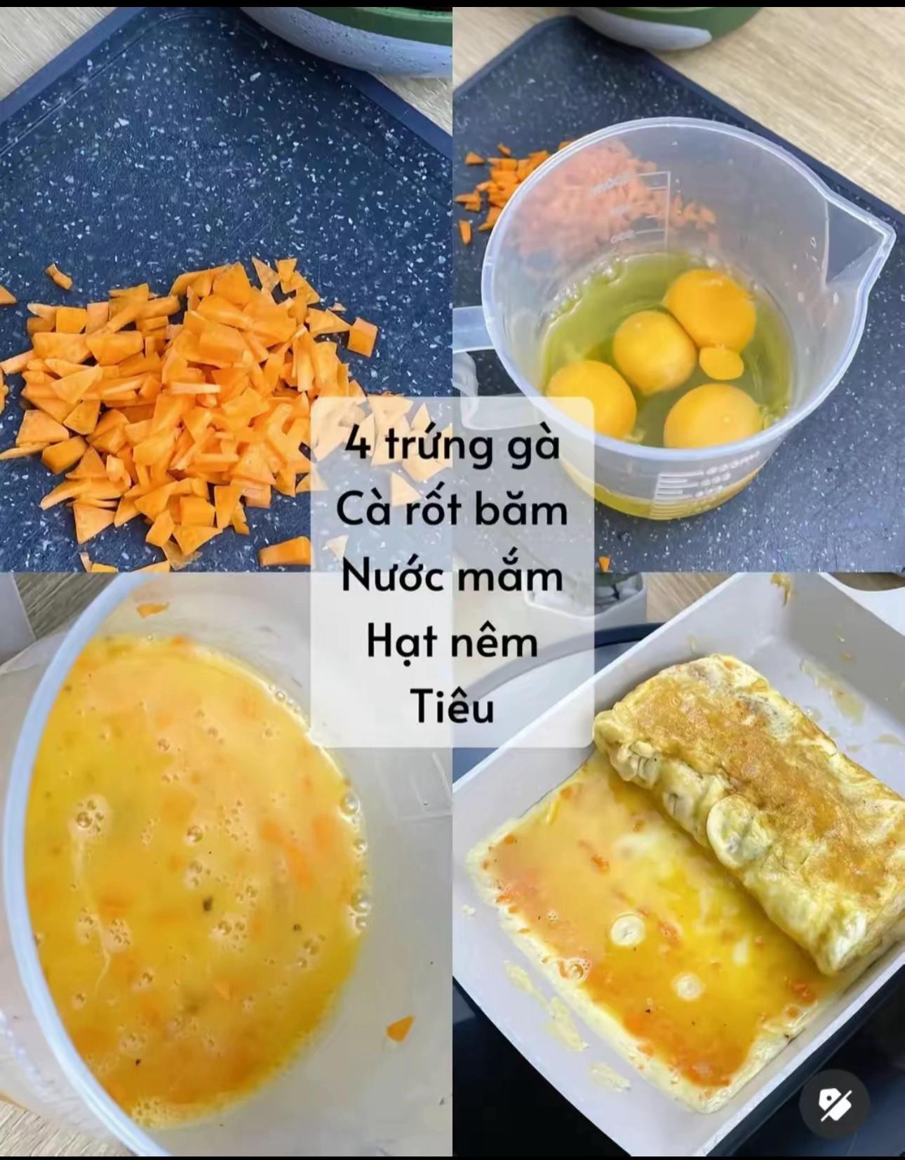 5 phút Lunch Box ngày cháy túi: Trứng cuộn cà rốt và bắp cải xào tỏi