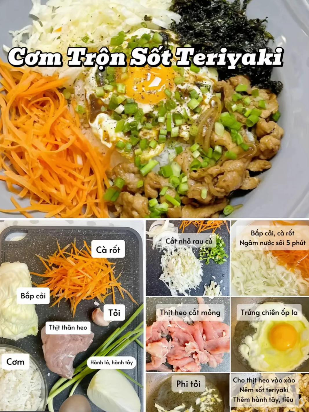 6 Công Thức Món Trộn Ngon Chỉ Trong 10 Phút: Cơm Teriyaki, Bibim, Mì Hàn Quốc