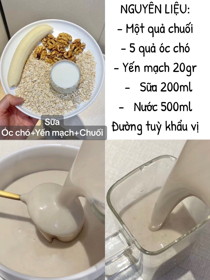 6 công thức sữa hạt yến mạch ít calo từ đậu xanh, đỏ, mè đen và chuối